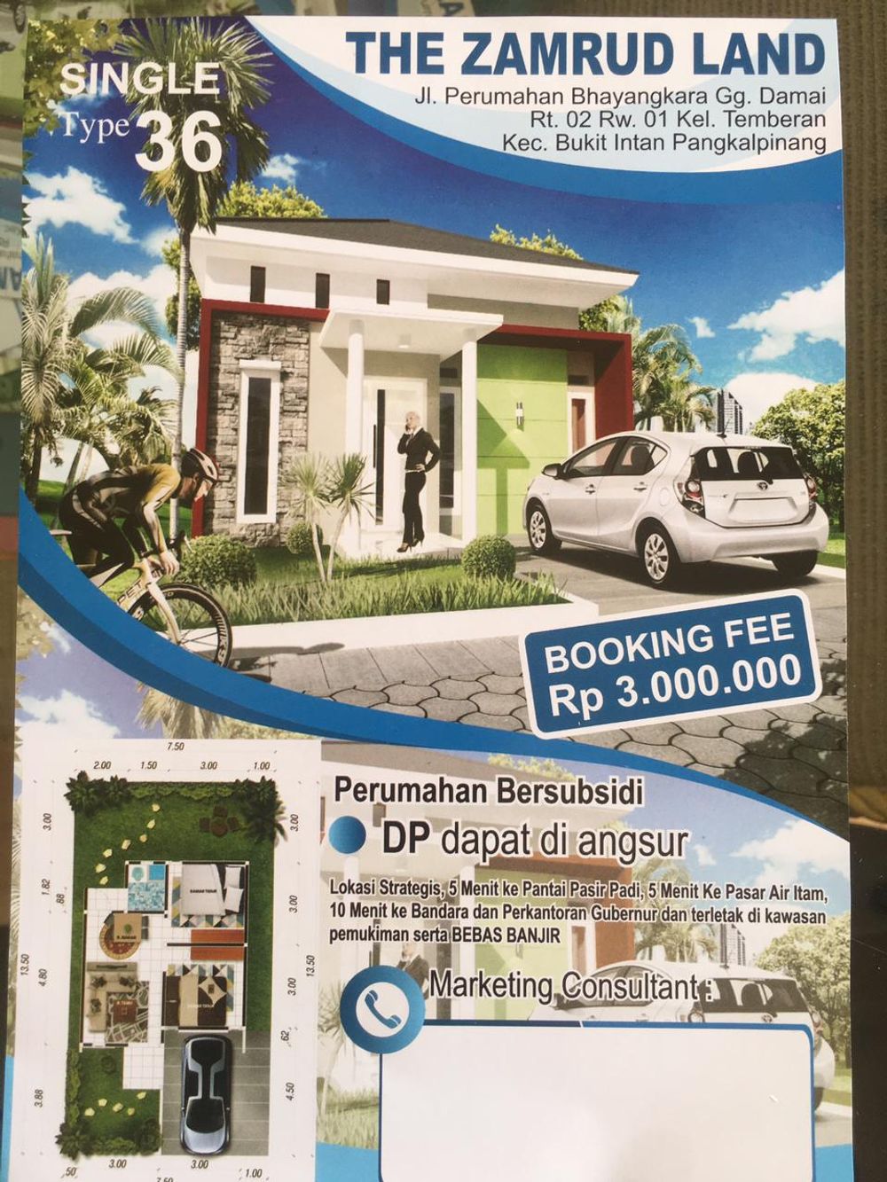 foto tampak rumah tipe 36 perumahan THE ZAMRUD LAND