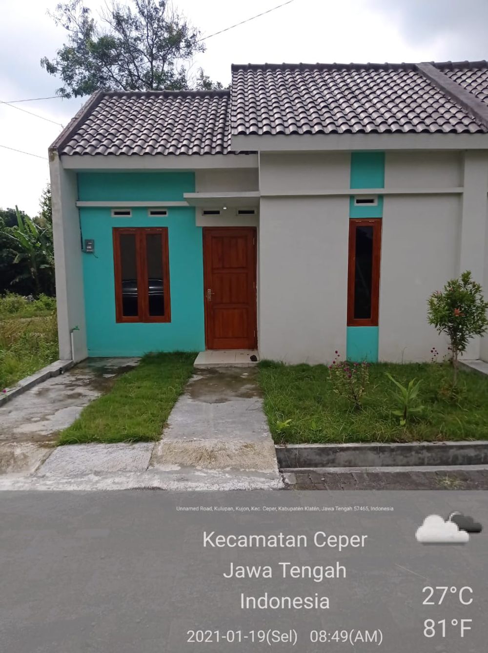 foto tampak rumah tipe 27 perumahan Griya Amanah Kwarasan 1