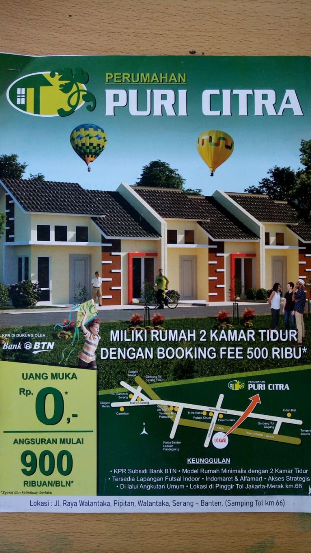 foto tampak rumah tipe 29/60 perumahan PURI CITRA