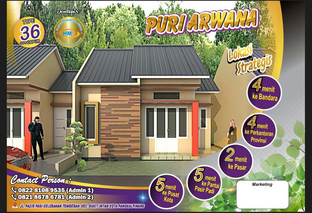 foto tampak rumah tipe 36 perumahan PURI ARWANA
