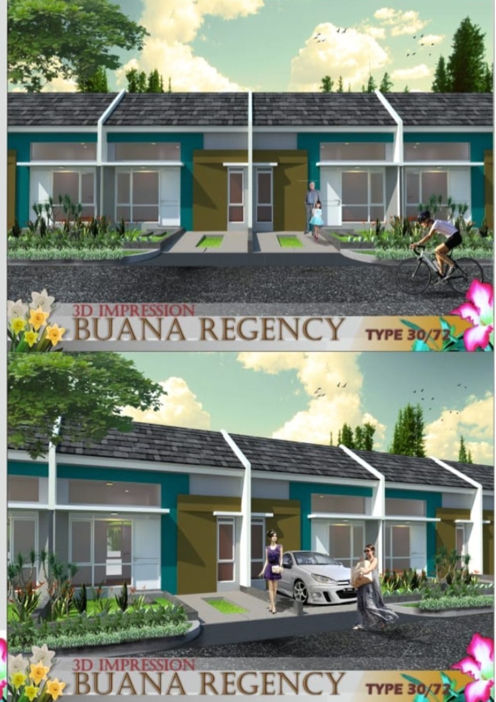 foto tampak rumah tipe Sanseviera perumahan BUANA REGENCY