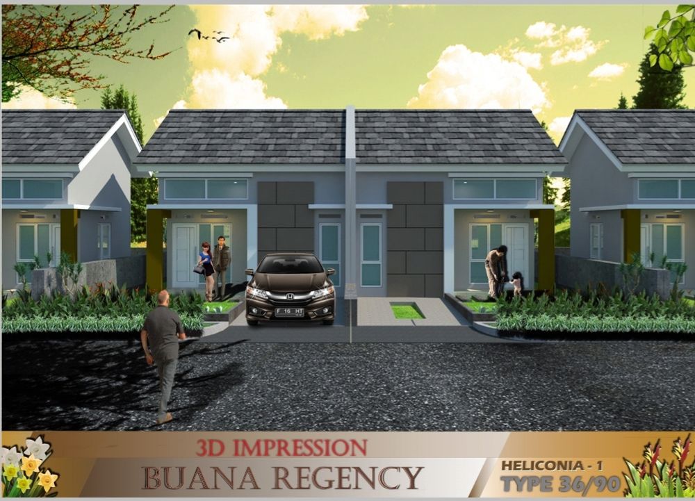foto tampak rumah tipe Heliconia perumahan BUANA REGENCY