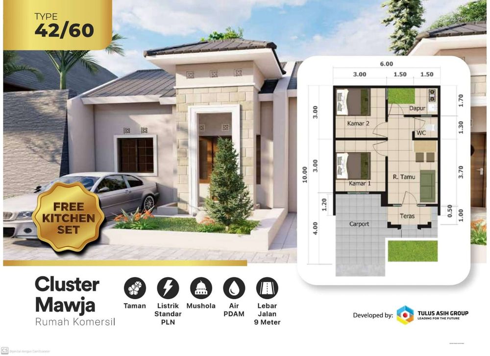 foto tampak rumah tipe 42/60 perumahan KOTA BARU KEANDRA