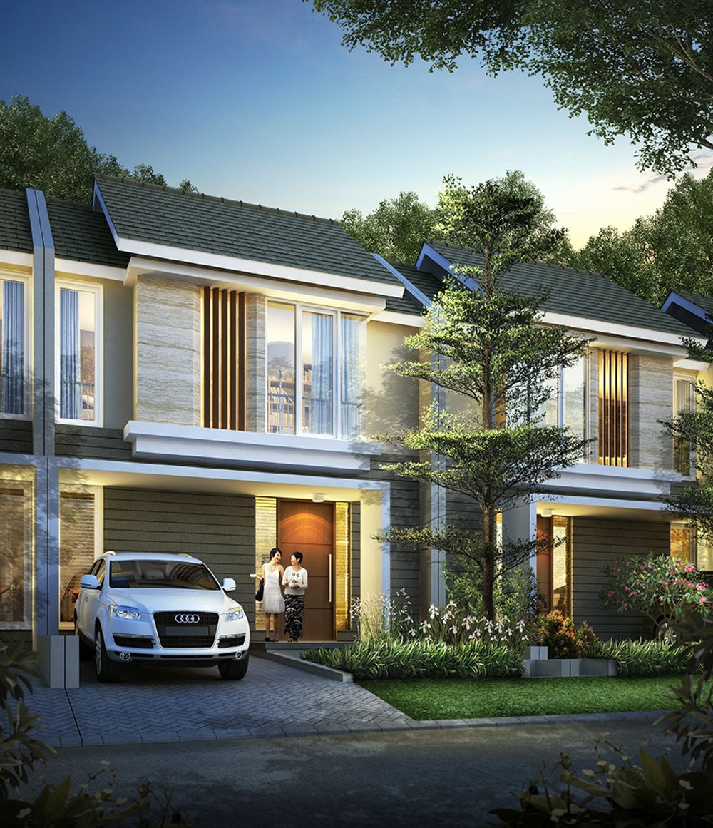 foto tampak rumah tipe ARCAZIA 2 perumahan NORTH WEST PARK CITRALAND