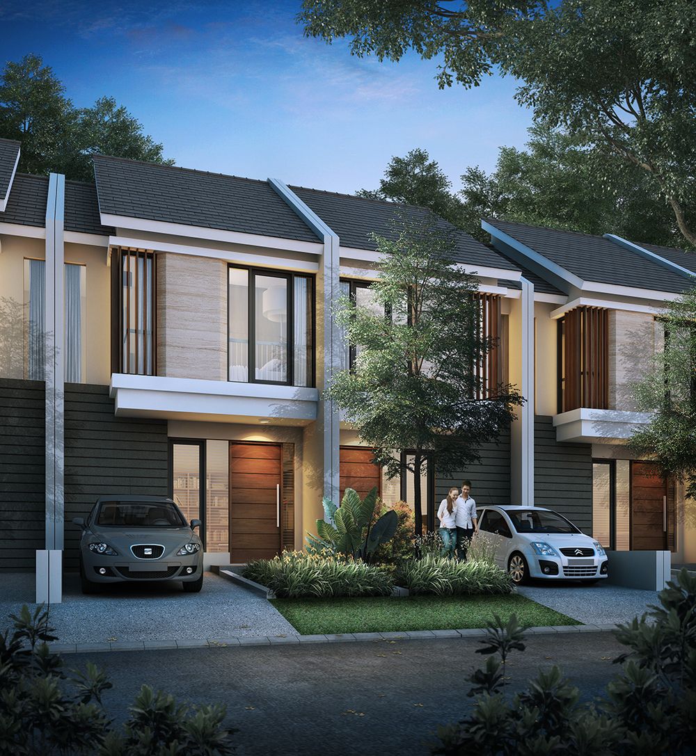 foto tampak rumah tipe ONEGA DELUXE perumahan NORTH WEST LAKE CITRALAND