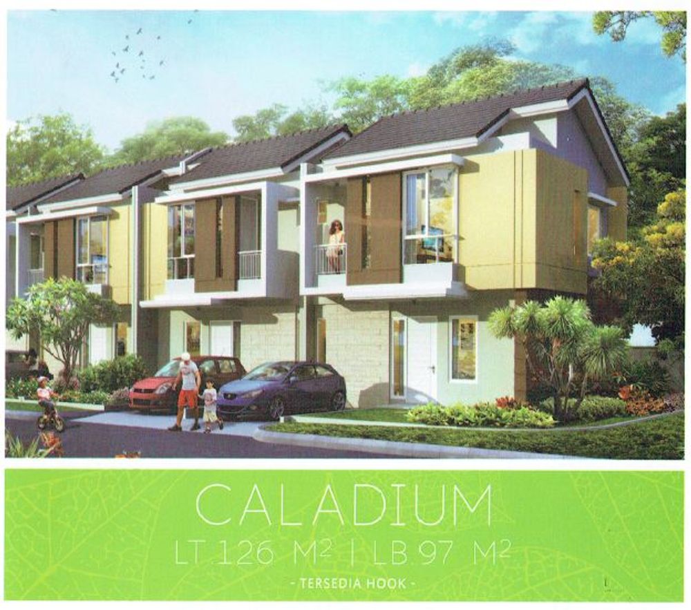 foto tampak rumah tipe Calladium perumahan Cluster Kiara Payung Barat Residence, Puri Beta