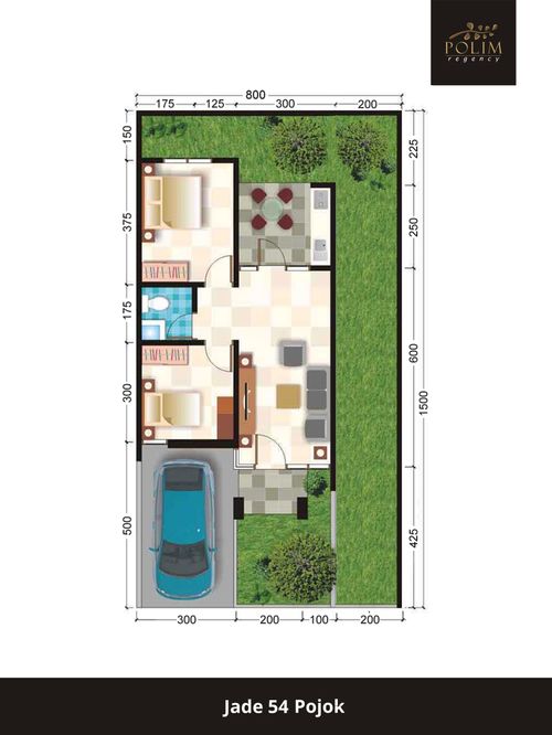 foto denah rumah tipe Jade 54 M14 perumahan Polim Regency