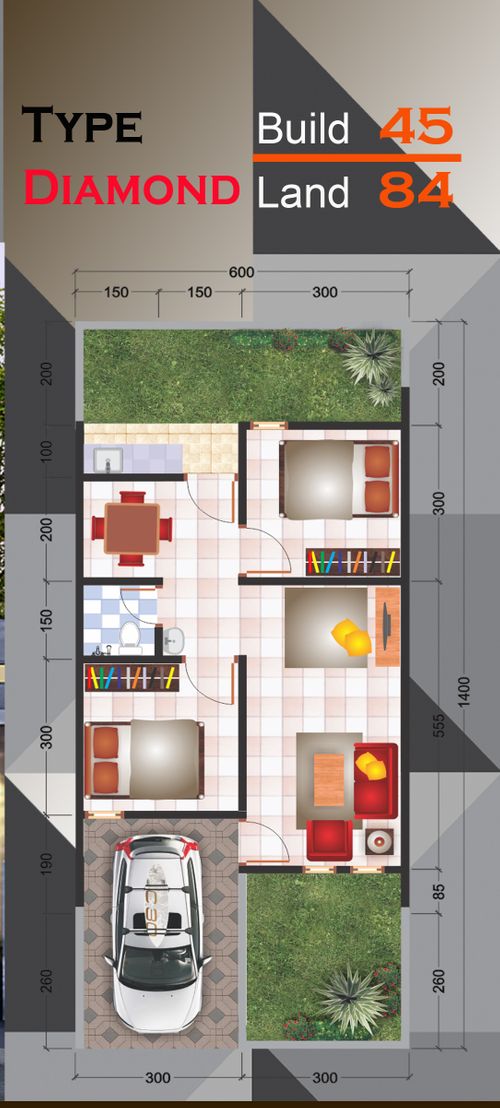 foto denah rumah tipe 45/84 perumahan CERME SQUARE RESIDENCE