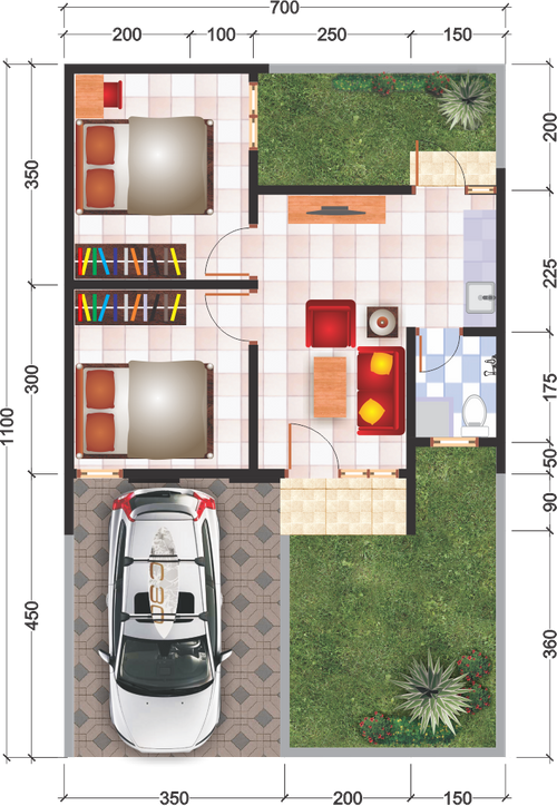 foto denah rumah tipe 40/77 perumahan CERME SQUARE RESIDENCE