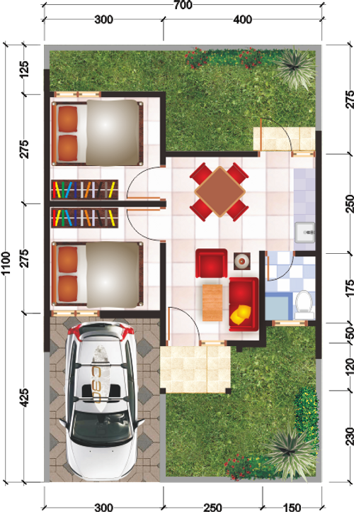 foto denah rumah tipe 38/77 perumahan CERME SQUARE RESIDENCE