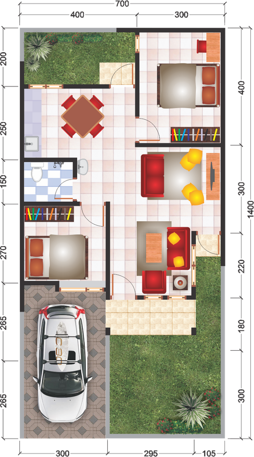 foto denah rumah tipe 54/98 perumahan CERME SQUARE RESIDENCE