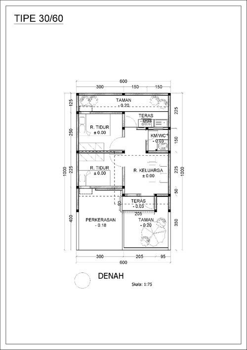foto denah rumah tipe 30/60 perumahan Grand Cendana Residence