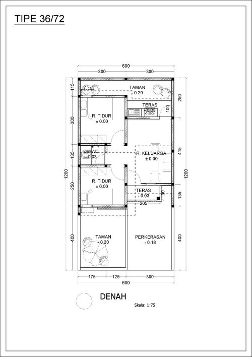 foto denah rumah tipe 36/72 perumahan Grand Cendana Residence