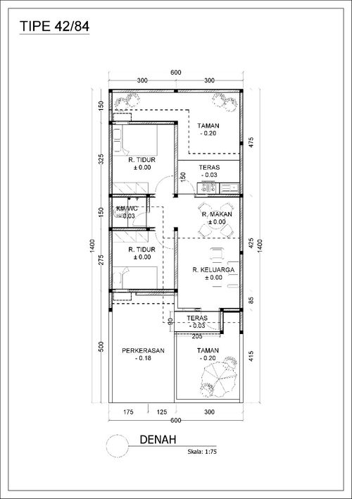 foto denah rumah tipe 42/84 perumahan Grand Cendana Residence