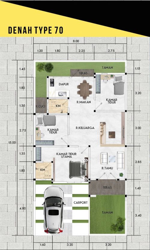 foto denah rumah tipe 70 perumahan Perumahan D'Vista Residence Tegalsari