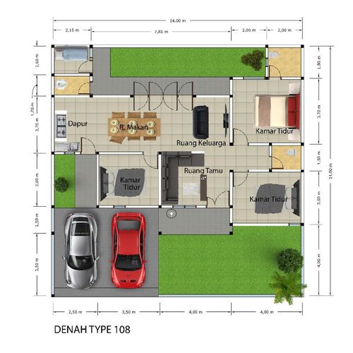 foto denah rumah tipe 108 perumahan Perumahan D'Vista Residence Tegalsari
