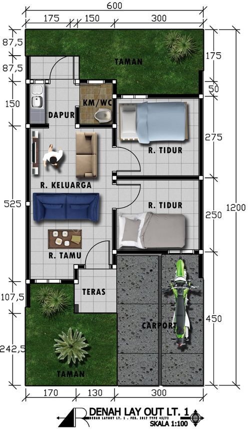 foto denah rumah tipe 38/72 perumahan GRAND MUTIARA TASIK REGENCY