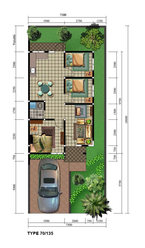 foto denah rumah tipe 70 perumahan NEW CASTLE