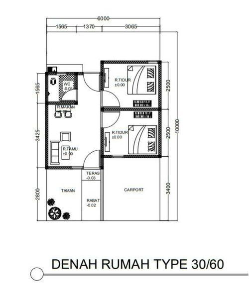 foto denah rumah tipe 30/66 perumahan Hukoci Green Residence