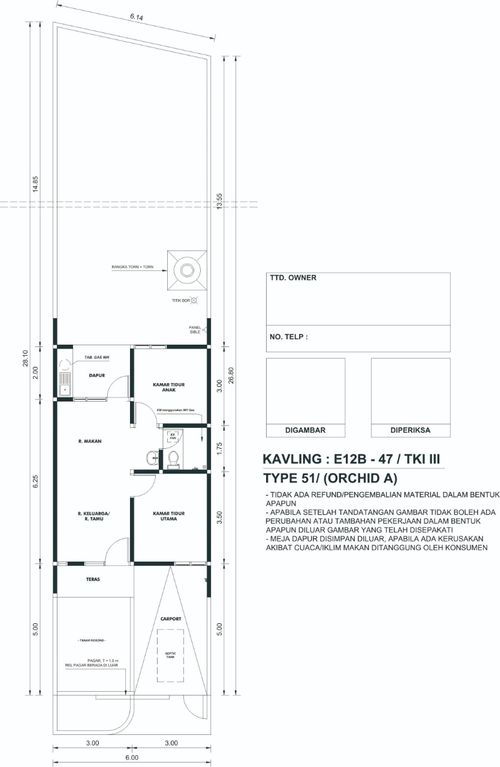foto denah rumah tipe 51/165 perumahan TAMAN KOPO INDAH III