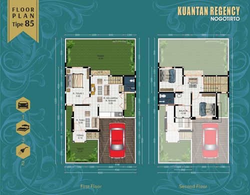 foto denah rumah tipe 85 perumahan KUANTAN REGENCY NOGOTIRTO