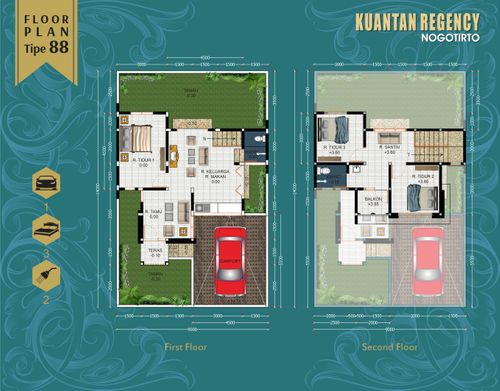 foto denah rumah tipe 88 perumahan KUANTAN REGENCY NOGOTIRTO