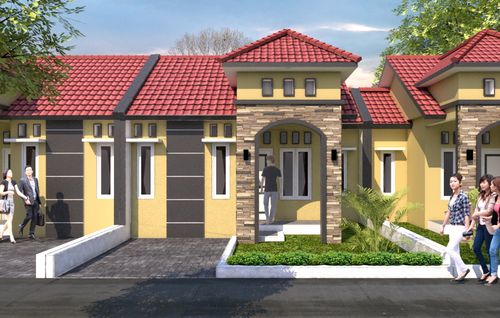 foto tampak rumah tipe 38 perumahan Grand Emerald Pengabean