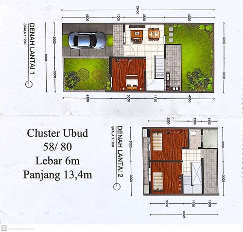 foto denah rumah tipe 58/80 perumahan BALI GARDEN CITY VIEW