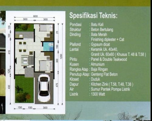 foto denah rumah tipe 38 perumahan PURI MELIA ASRI