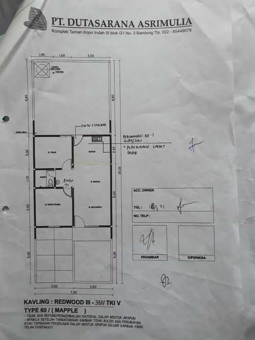foto denah rumah tipe 60/140 perumahan TAMAN KOPO INDAH V