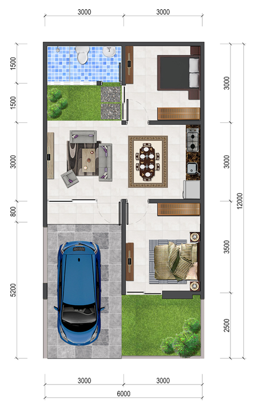 foto denah rumah tipe Lily perumahan The Visenda One Residence
