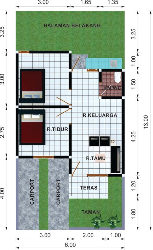 foto denah rumah tipe 36 perumahan Bukit Tunggul Wulung