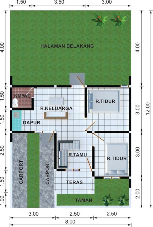 foto denah rumah tipe 40 perumahan Bukit Tunggul Wulung