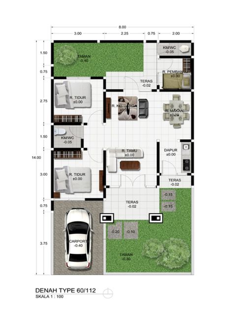 foto denah rumah tipe 60 perumahan BUANA ROYALE RESIDENCE/SAPPHIRE RESIDENCE