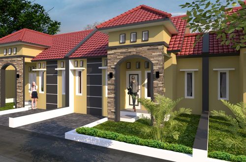 foto tampak rumah tipe 45 perumahan Grand Emerald Pengabean