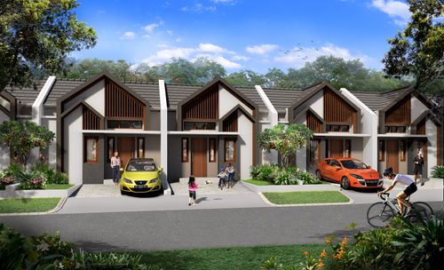 foto tampak rumah tipe 36/87 perumahan Harvest City ( Sweet Hortensia )