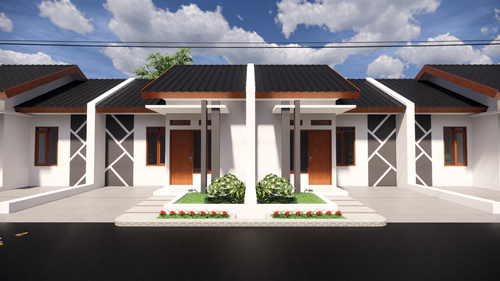 foto tampak rumah tipe rumah 45/72 perumahan Parakan Muncang Residence