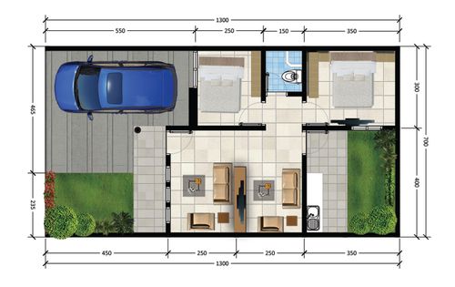 foto denah rumah tipe Alyssum perumahan KEDIRI FAMILY RESIDENCE