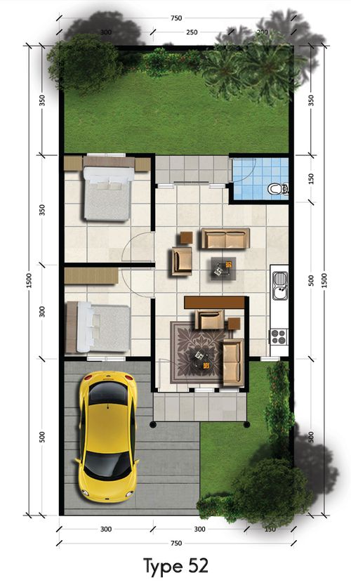 foto denah rumah tipe Almond perumahan KEDIRI FAMILY RESIDENCE
