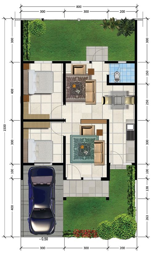 foto denah rumah tipe Amarilis perumahan KEDIRI FAMILY RESIDENCE
