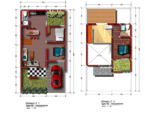 foto denah rumah tipe Acasia MZ perumahan KEDIRI FAMILY RESIDENCE