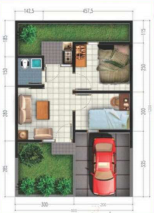 foto denah rumah tipe 29/60 Magnolia perumahan Green Sukamanah Residence