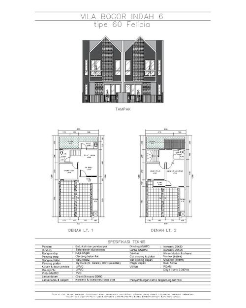 foto denah rumah tipe 60 FELICIA perumahan VILA BOGOR INDAH 6