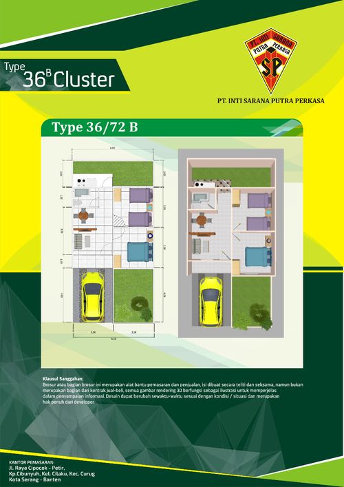 foto denah rumah tipe CLUSTER B perumahan KEDATON GRANDE