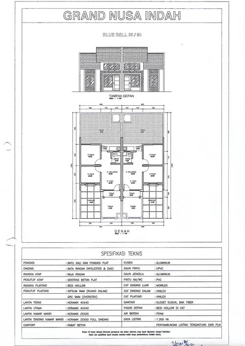 foto denah rumah tipe 36 BLUEBELL perumahan GRAND NUSA INDAH 2