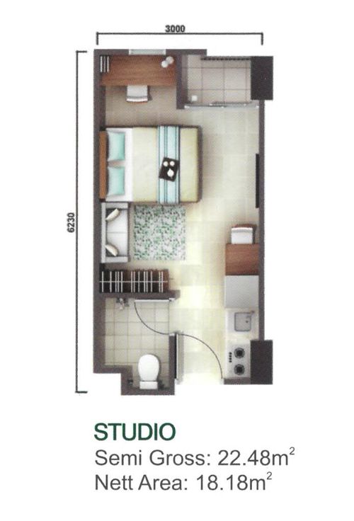 foto denah rumah tipe Studio (Kirana) perumahan AKASA APARTMENT