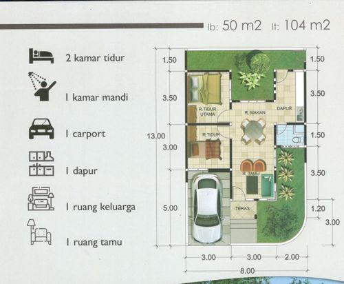 foto denah rumah tipe 50/104 perumahan PERUMAHAN SAFIRA MANGESTI