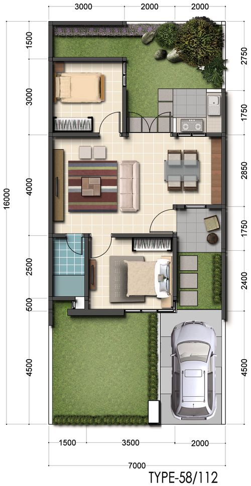 foto denah rumah tipe T. 88/112 perumahan GRAND WISATA DISTRIK
