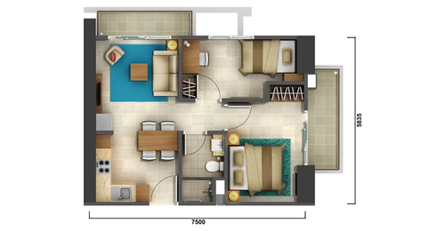 foto denah rumah tipe Gardenia 2BR perumahan APARTEMEN CASA DE PARCO