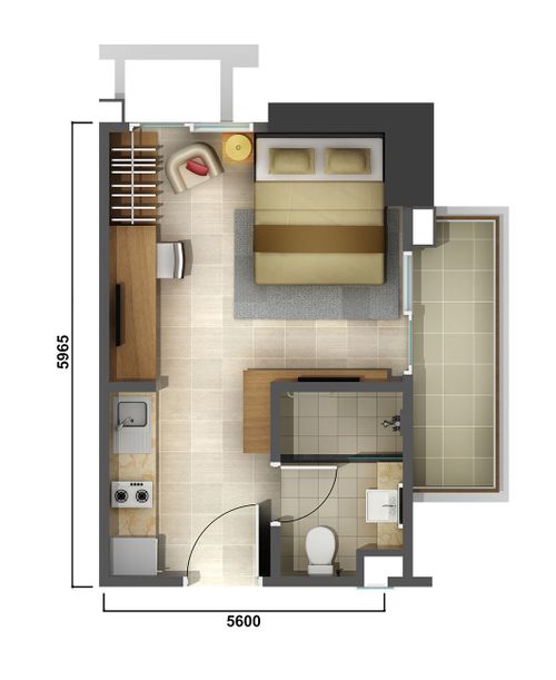 foto denah rumah tipe Cassea Studio Corner perumahan APARTEMEN CASA DE PARCO